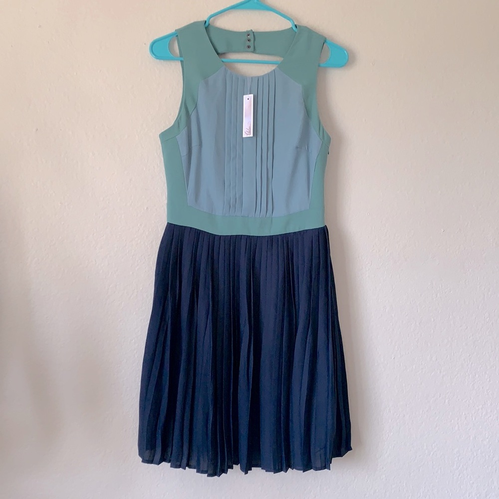 Chelsea28 Colorblock Pleat Fit & Flare Dress